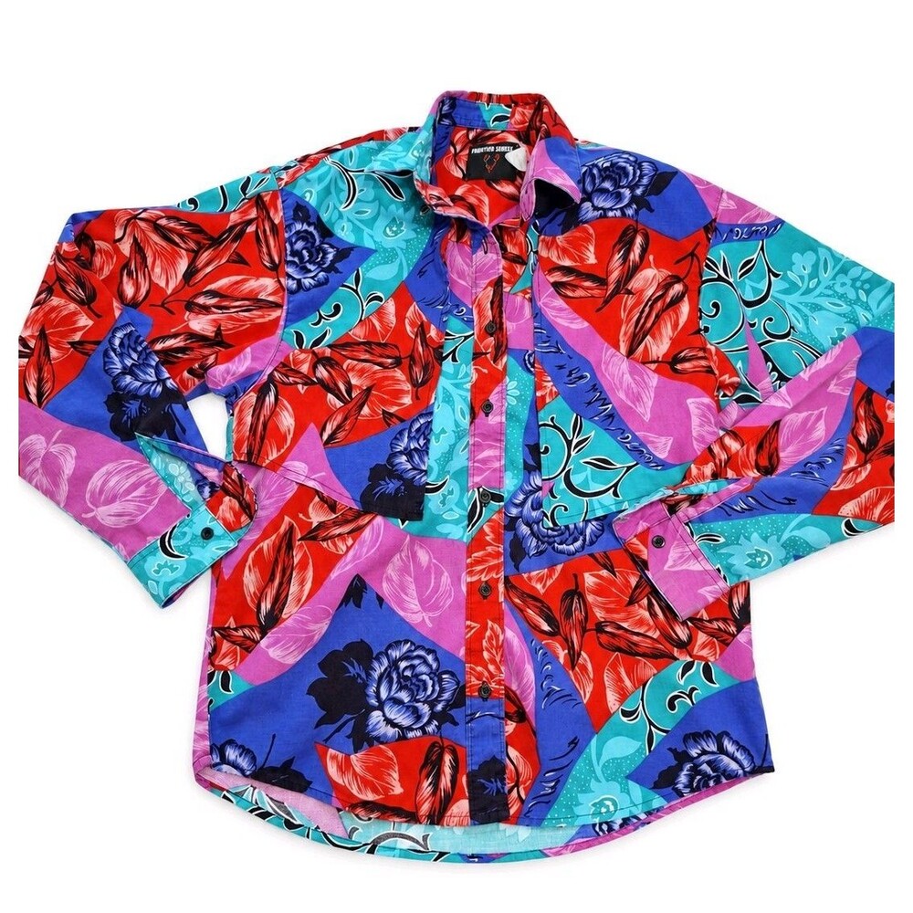 Frontier Series Women’s Medium Colorful Patchwork Floral Button-Up Shirt